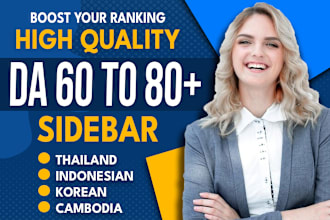 make high quality thai korean indo sidebar blogroll SEO backlinks on da 60 sites