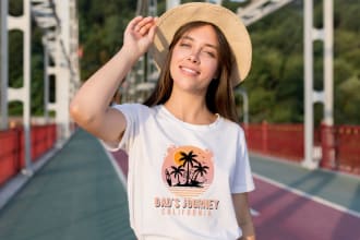 do outdoor t shirt design with summer, beach, mountain vibes