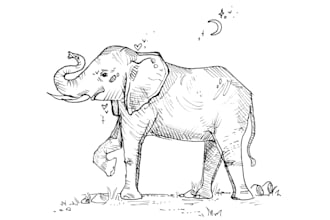 create an ink drawing of any animal or plant