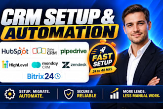 setup hubspot zoho crm pipedrive ghl monday crm automation boldtrail website seo