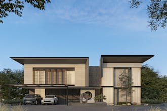 make 3d exterior rendering with day view and night view