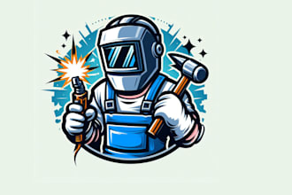 design an awesome  welding mascot logo with express delivery