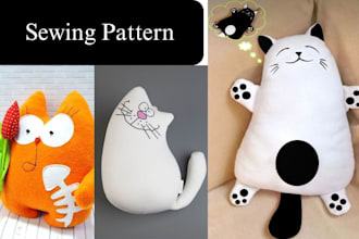 draw handmade draft for kids small stuffed animal toys PDF sewing patterns