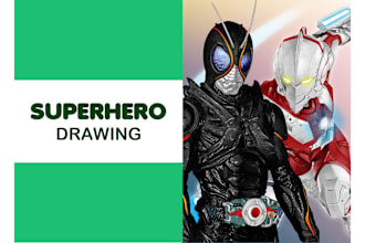 draw superhero, tokusatsu kamen rider, ultraman or mecha