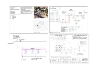 design drawing solar pv and battery storage plan in auto cad
