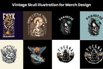 draw amazing retro vintage skull and skeleton illustration