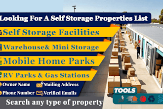 provide you self storage and mobile home park list with skip tracing
