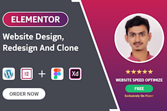 do elementor website, figma to elementor or xd to elementor, wordpress website