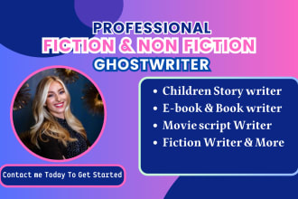 be your fiction ghostwriter, ebook writer, ghost book writer, short story, ebook