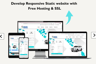 create custom static responsive website with hosting and SSL