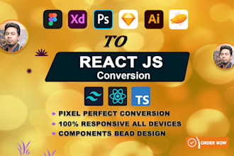 convert figma, xd, psd to react js app as a react developer