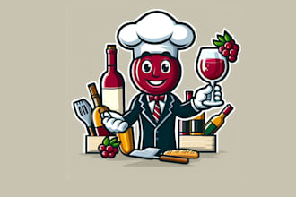 make wine bar mascot logo design in one day