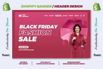 design a website banner, slider, hero image, shopify banner,