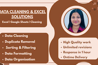 do cleaning, merging, sorting, formatting, deduping of ms excel data