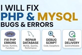 quickly fix PHP code, mysql database bugs and errors