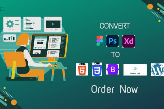 convert figma to html, PSD to html, xd to html, and jpg to HTML