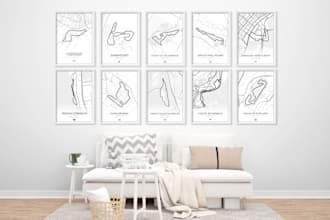 design unique wall map poster of f1 tracks in 24 hours