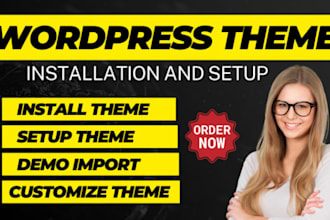 install theme, setup theme, demo import and theme customization in 24hr