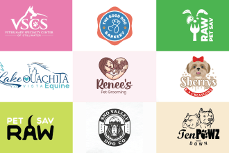 design logo for kids, shop, app, games animal and pets