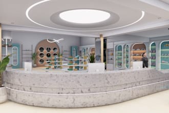modern pharmacy, , dental clinic, doctor clinic ,medical store interior