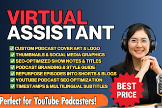 be your youtube podcast virtual assistant, SEO, editing, show notes and branding
