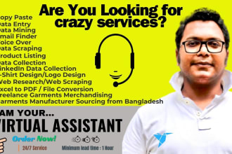 do epic data entry as virtual assistant and sourcing agent from bangladesh