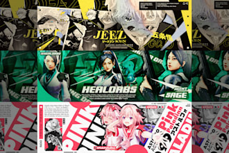 design anime banner for youtube, twitter, twitch, etc