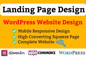 build one page website, wordpress landing page or elementor landing page design
