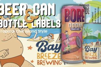 make chill tropical vibes beer can and bottle design for you