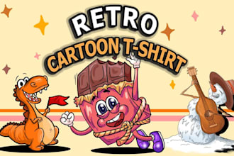 draw retro and vintage character cartoon design for t shirt