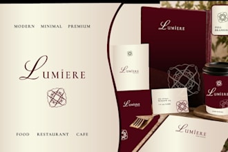 design a modern restaurant and cafe brand identity with full brand kit