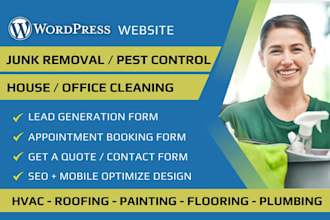 design house cleaning, junk removal, hvac, pest control, office cleaning website