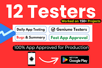 provide 12 testers for google play closed testing 14 days