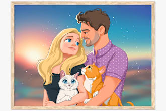 draw you a beautiful portrait disney cartoon style