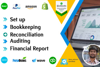 do quickbooks setup, bookkeeping, bank reconciliation, cleanup and profit loss