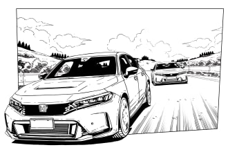 draw your car black and white, hand draw traditional way