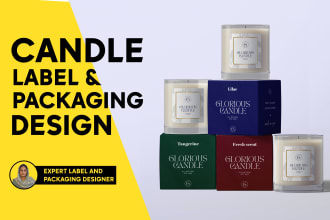 design editable candle label and candle packaging