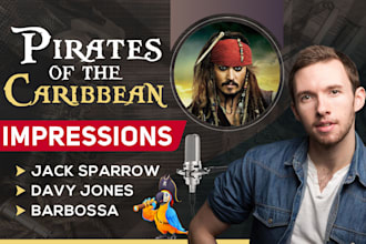 record an impression as jack sparrow, davy jones, barbossa