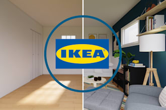 create ikea interior design with 3d renders