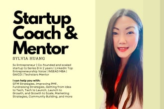 be your startup business coach, mentor, and advisor