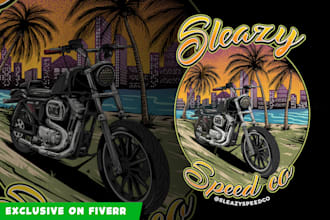 draw custom motorcycle garage logo illustration for tshirt
