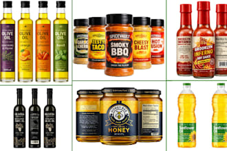 design product label, bottle label, food label, oil label, honey label
