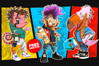 create cartoon character and cartoon mascot logo
