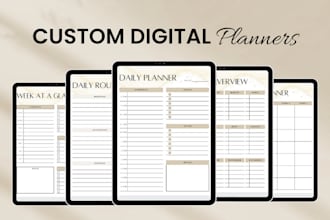 design custom digital planner, journal for etsy and good notes