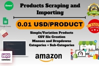 scrape products from any website or store and add to shopify or woocommerce