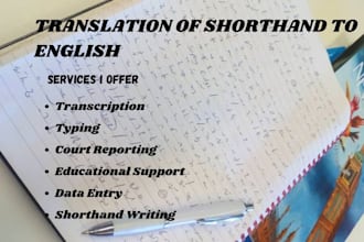 provide professional translation of shorthand to english