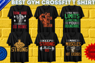 design custom and trendy gym fitness crossfit workout tshirts and illustration