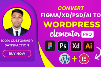 convert figma to wordpress, figma to elementor pro or wix to wordpress