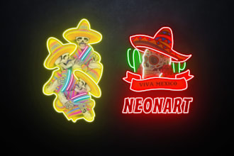 do neon art work ,attractive neon logo  professionally