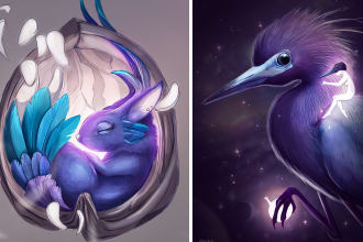 draw a fantasy animal art in a realistic style